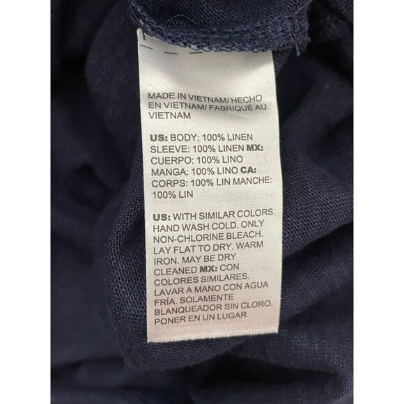 Chicos Womens Off Shoulder Romance Size 1 - Medium Navy Blue Linen Flirty Boho - Picture 7 of 9